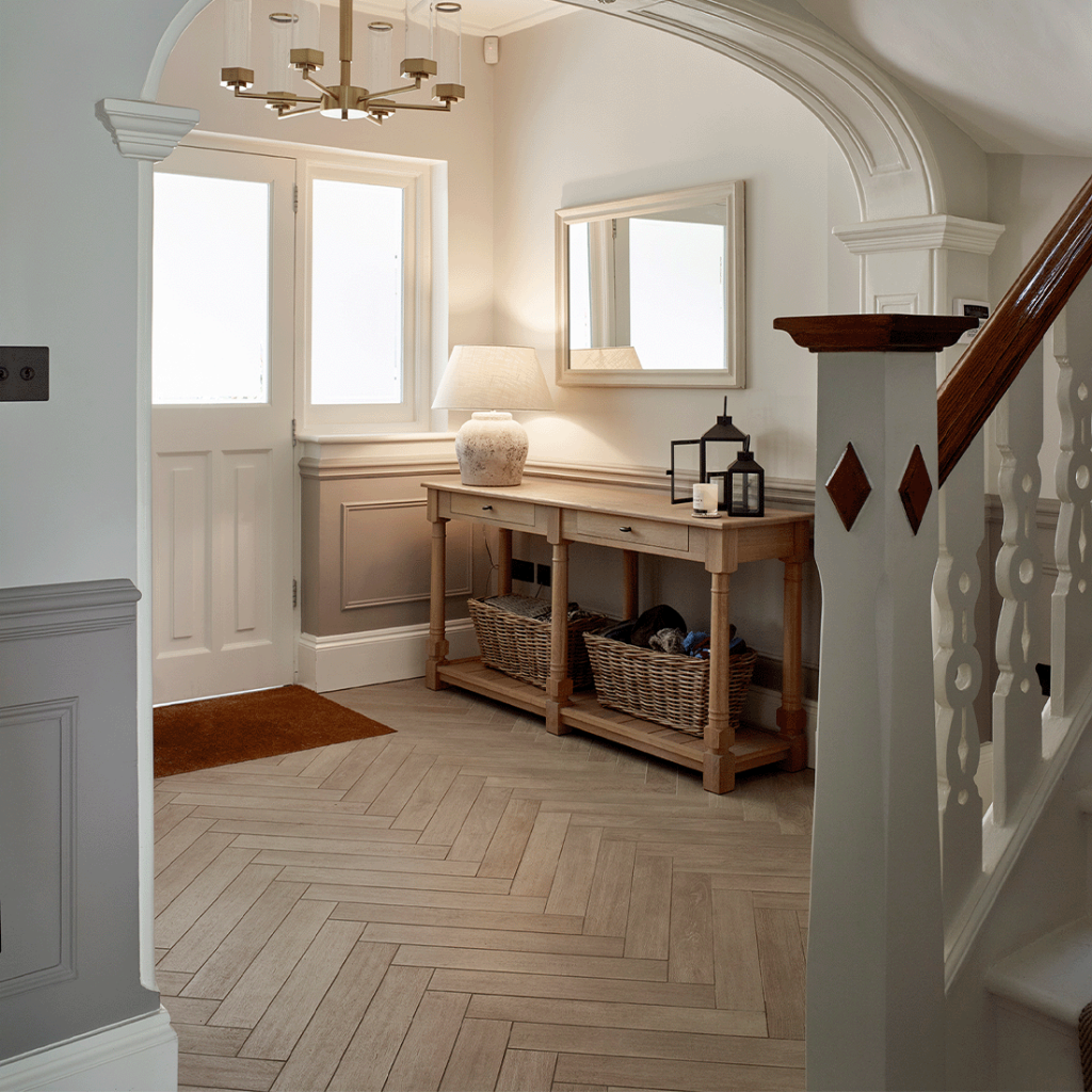 Legna Leggero Herringbone wood effect porcelain tile