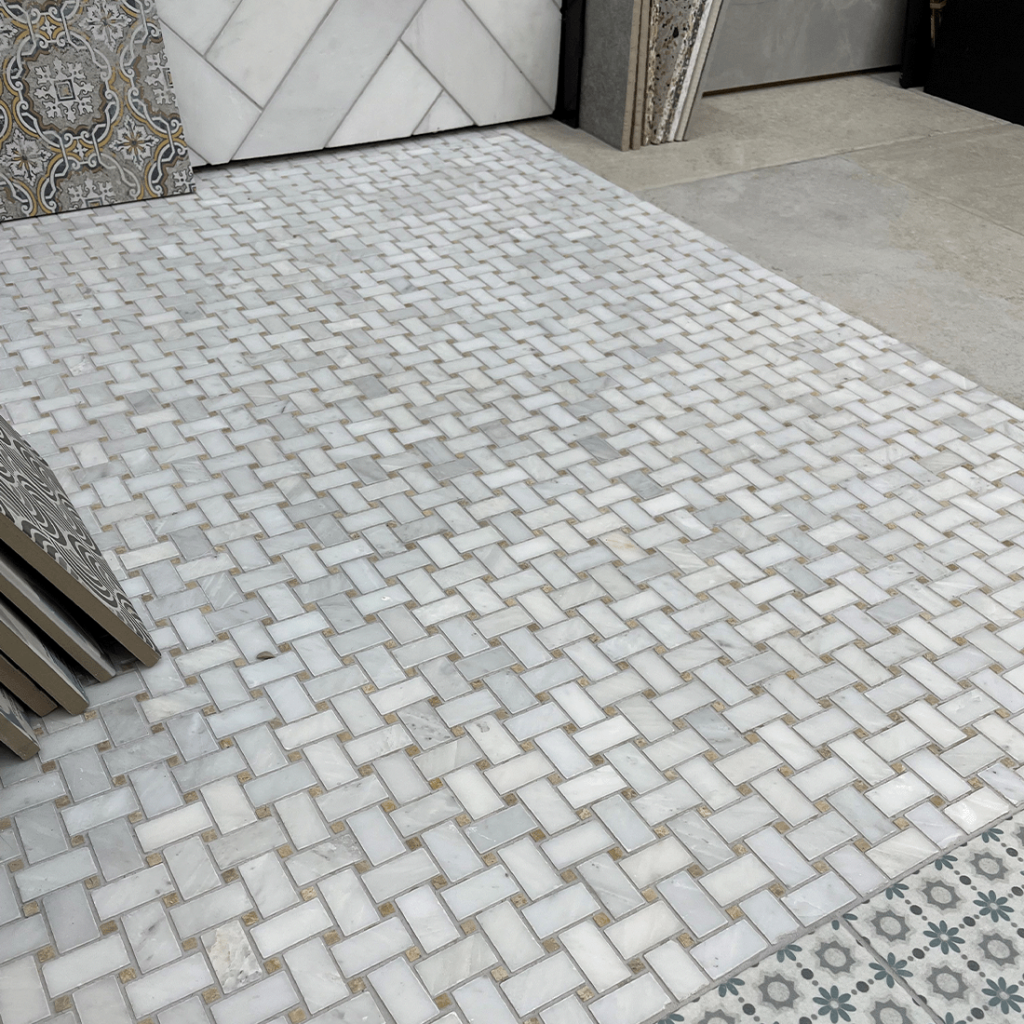 New York Basketweave Emperor Dot Marble tile
