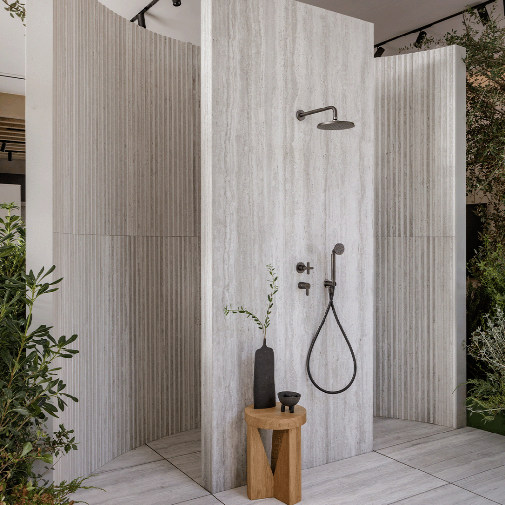 Paglierino Oyster Vein Cut Strip Mosaic Limestone effec Porcelain tile