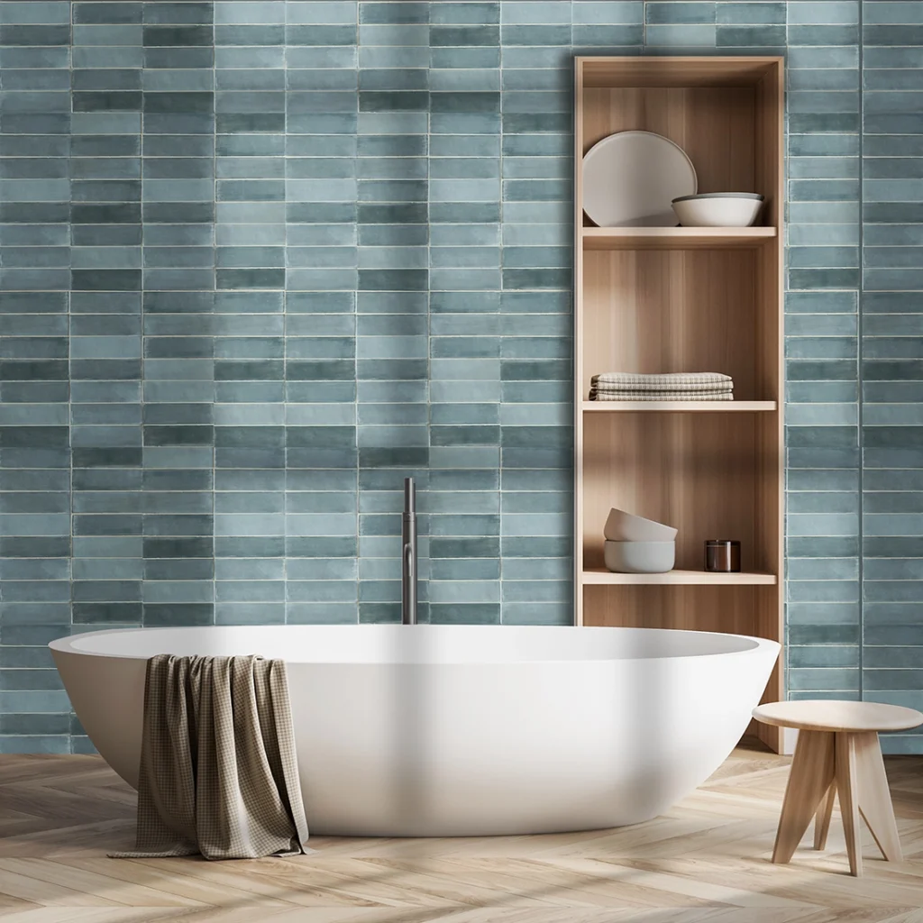Trevi Serpentine horizontal stacked layout porcelain tile