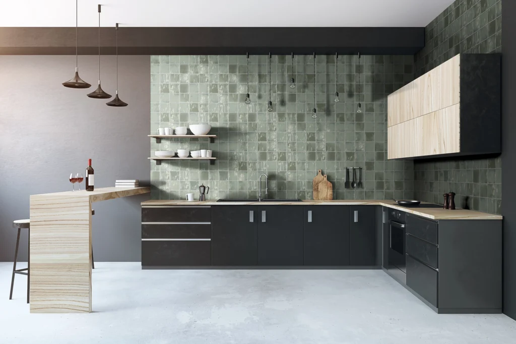 Venezia Larch Porcelain Tiles in a Kitchen
