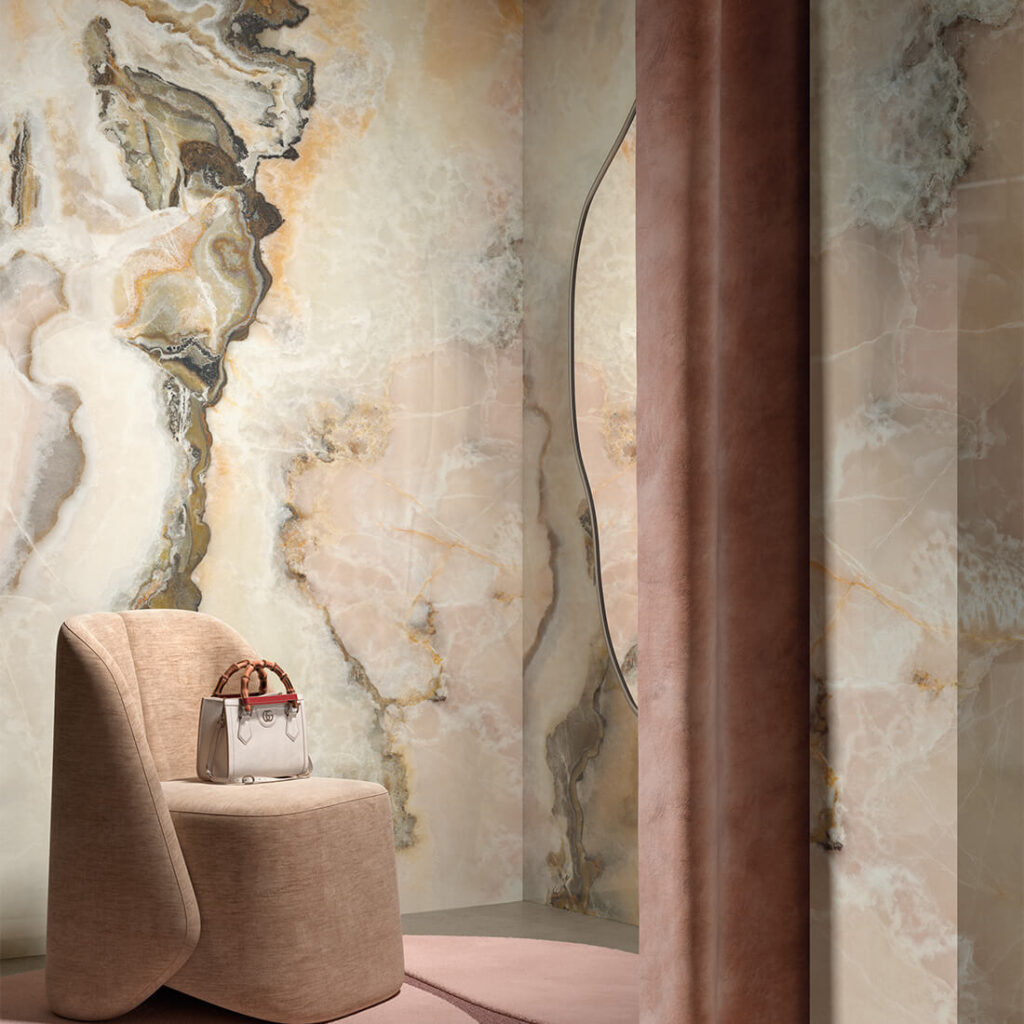 Castello Onyx Marble-effect Porcelain Slab Tile